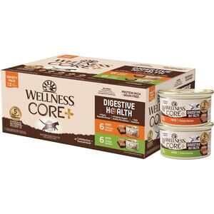 12 Pack Wellness CORE+ Digestive Health Pate Adult Wet Cat Food Chicken & Turkey